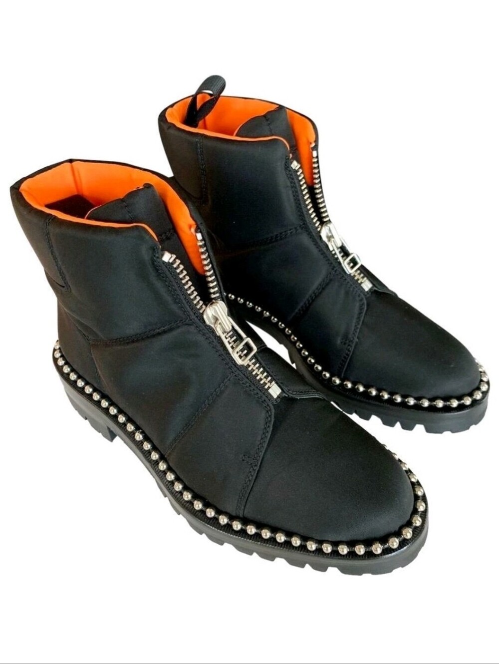 Alexander Wang Cooper Zip-Front Studded Ankle Nylon Booties Boots Size 37 (7)